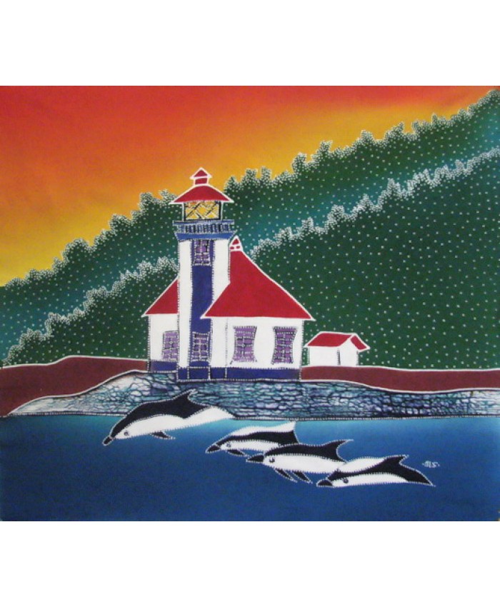 Lighthouse and Orcas